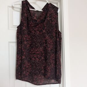 LOFT Black and Red Floral Blouse